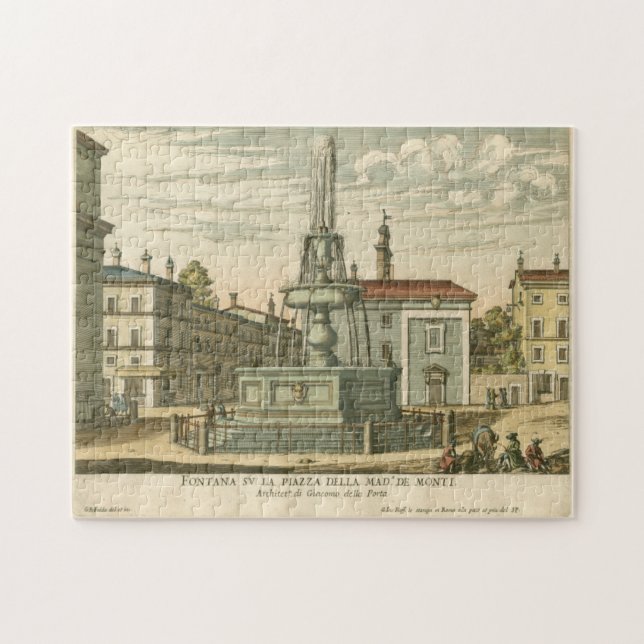 Italian Fountain in Town Square by Falda Jigsaw Puzzle (Horizontal)