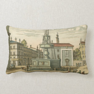 Italian Fountain in Town Square by Falda Lumbar Cushion
