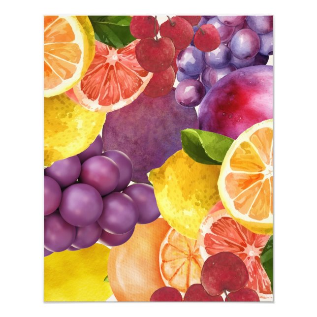Italian Fruit Kitchen Print | Watercolor Citrus  (Front)