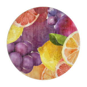Italian Fruit Kitchen Print   Watercolor Citrus Cutting Board