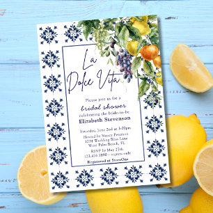 Italian Fruits Tiles La Dolce Vita Bridal Shower  Invitation