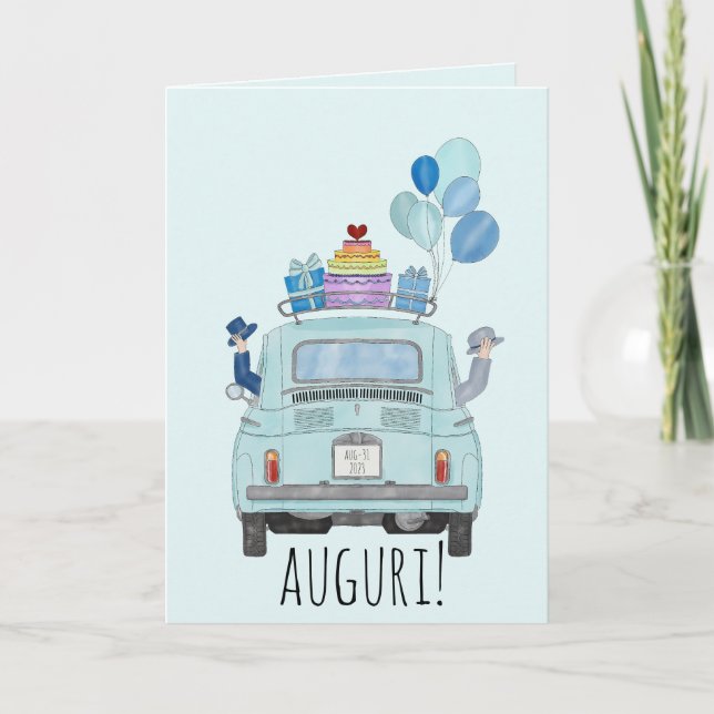 Italian Gay Wedding Day Fiat 500 Card (Front)