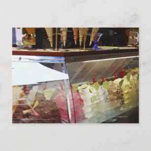 Italian gelato in display case postcard