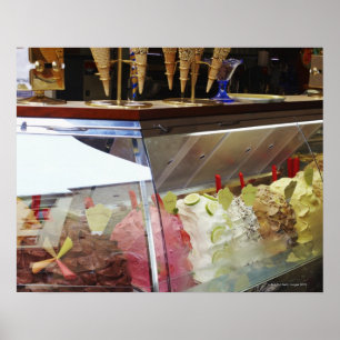 Italian gelato in display case poster