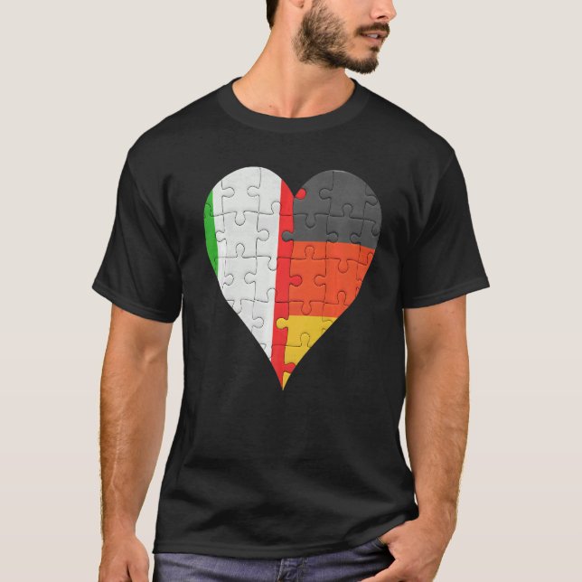 Italian German Flag Heart T-Shirt (Front)