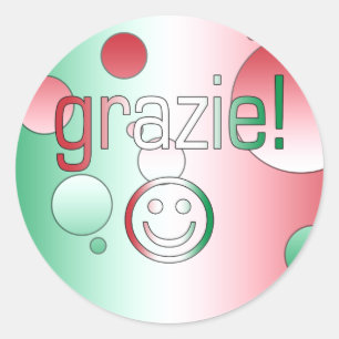 Italian Gifts : Thank You / Grazie Face Classic Round Sticker