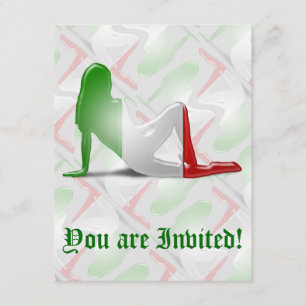 Italian Girl Silhouette Flag Invitation