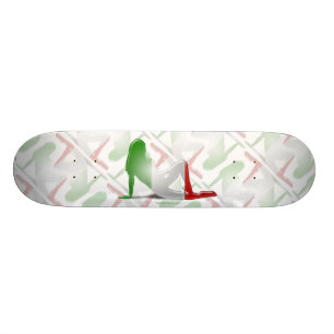 Italian Girl Silhouette Flag Skateboard