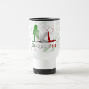 Italian Girl Silhouette Flag Travel Mug