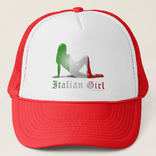 Italian Girl Silhouette Flag Trucker Hat