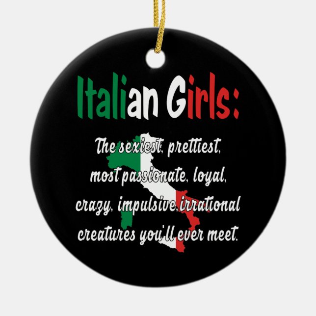 ITALIAN GIRLS FUNNY CERAMIC TREE DECORATION (Front)