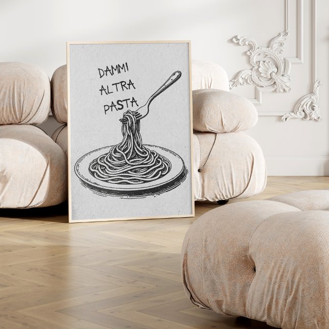 Italian Give Me More Pasta Trendy Retro Poster (Creator Uploaded)