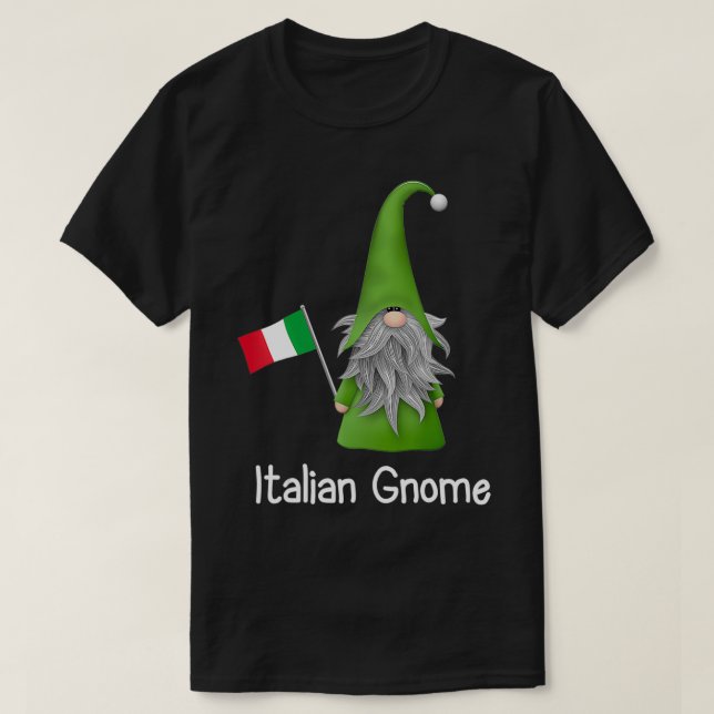 Italian Gnome Holding The Flag of Italy  T-Shirt (Design Front)