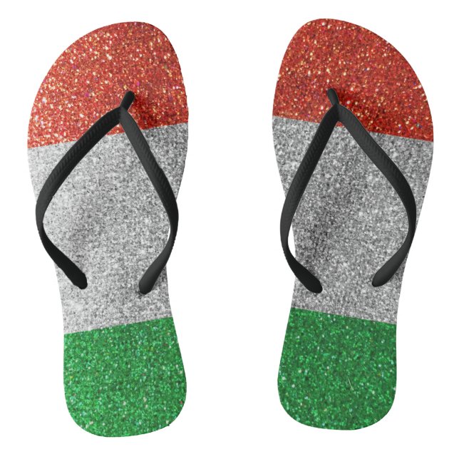 Italian Goddess Glitter Italy Flag Beach Babe      Flip Flops (Footbed)
