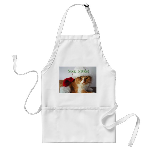 Italian Greeting Cat in Santa Hat Apron (Front)