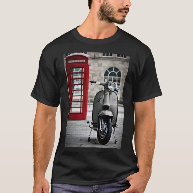 Italian Grey Lambretta GP Scooter Poster T-Shirt (Front)