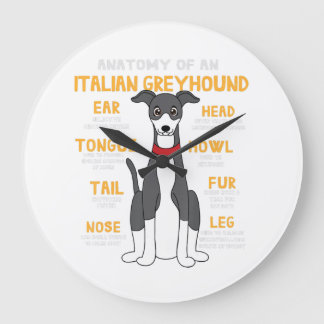 Italian Greyhound Anatomy Funny Dog Mum Dad Gift Large Clock