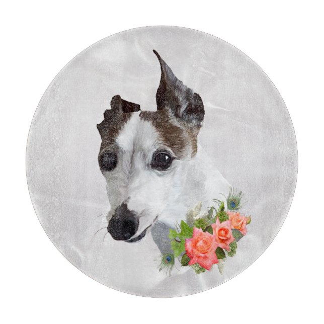 Italian Greyhound and Flowers  Cutting Board (Front)