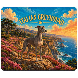 Italian Greyhound, Big Sur Vintage Watercolor Mouse Mat