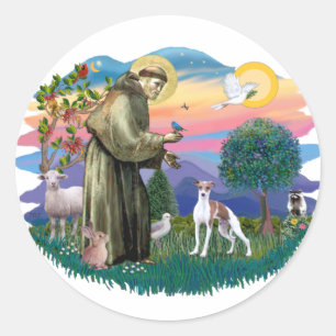 Italian Greyhound (brown-white) Classic Round Sticker