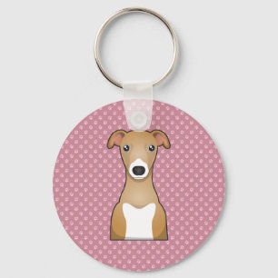 Italian Greyhound Cartoon Key Ring