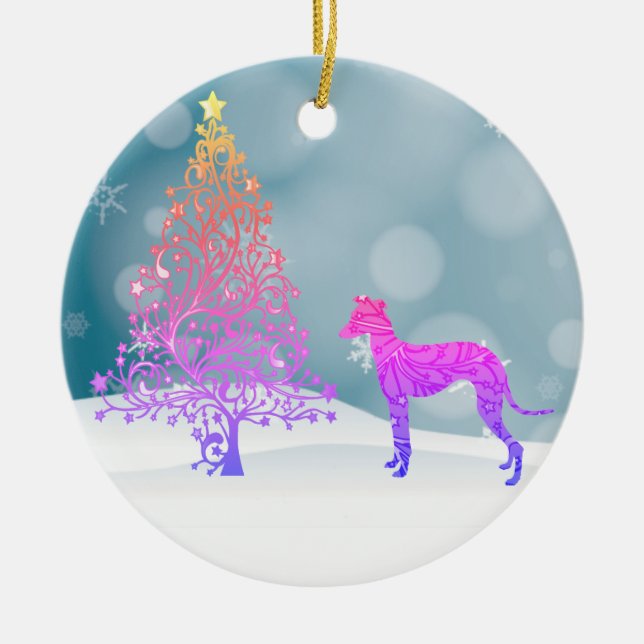 Italian Greyhound Christmas Ceramic Tree Decoration (Front)