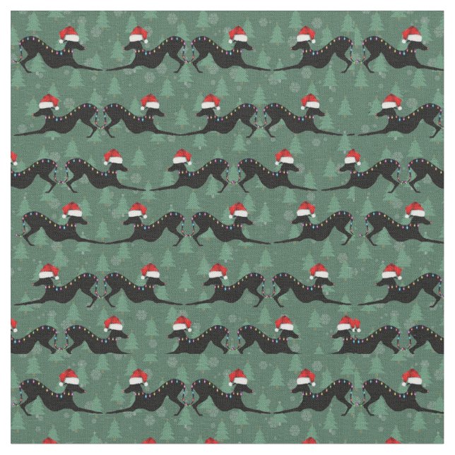 Italian Greyhound Christmas Fabic Fabric (Close Up)