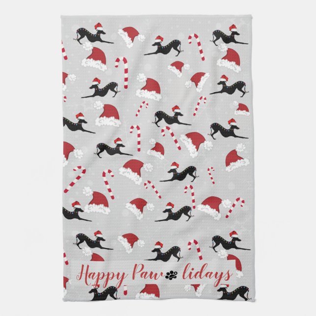 Italian Greyhound Christmas Kitchen Towel (Vertical)