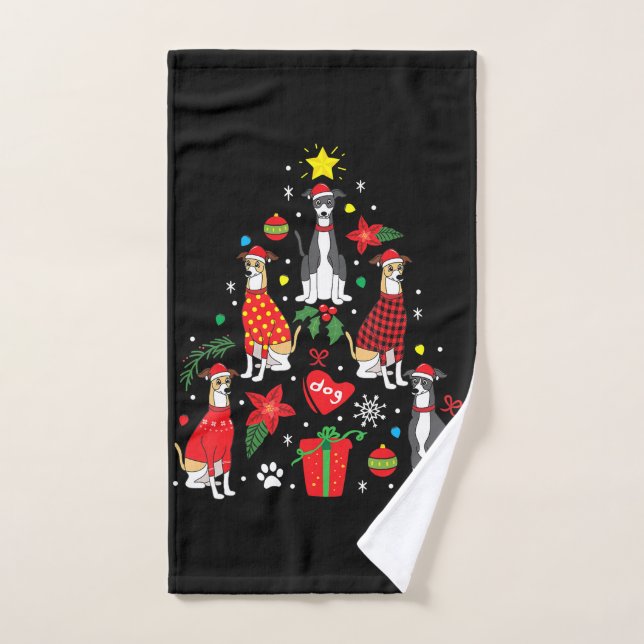 Italian Greyhound Christmas Ornament Tree Dog Mom Hand Towel (Hand Towel)