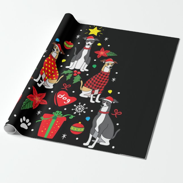 Italian Greyhound Christmas Ornament Tree Dog Mom Wrapping Paper (Unrolled)