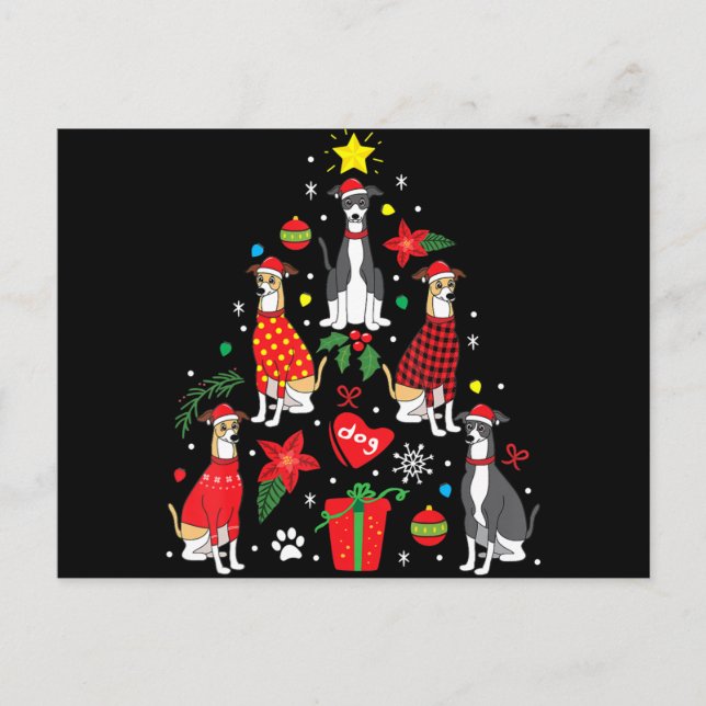 Italian Greyhound Christmas Ornament Tree Dog Mum Holiday Postcard (Front)