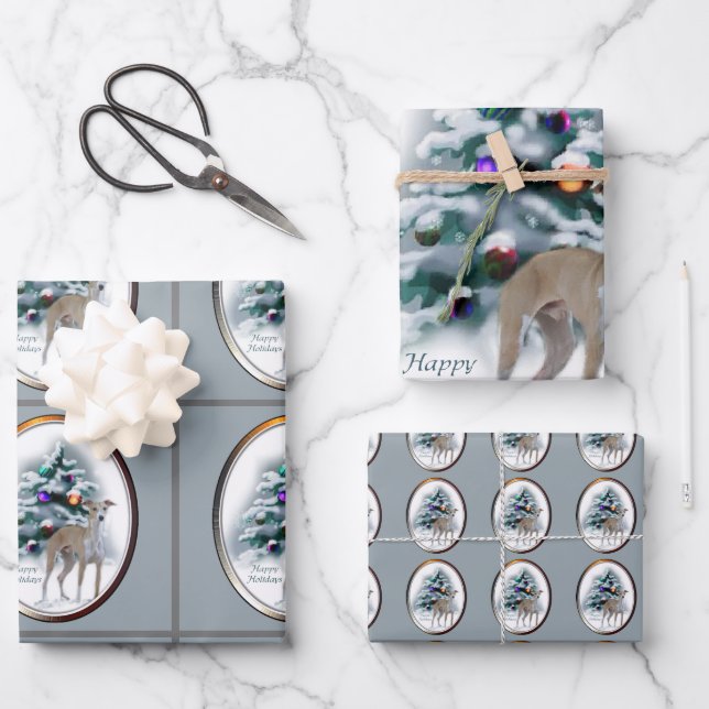 Italian Greyhound Christmas Wrapping Paper Sheet (Front)