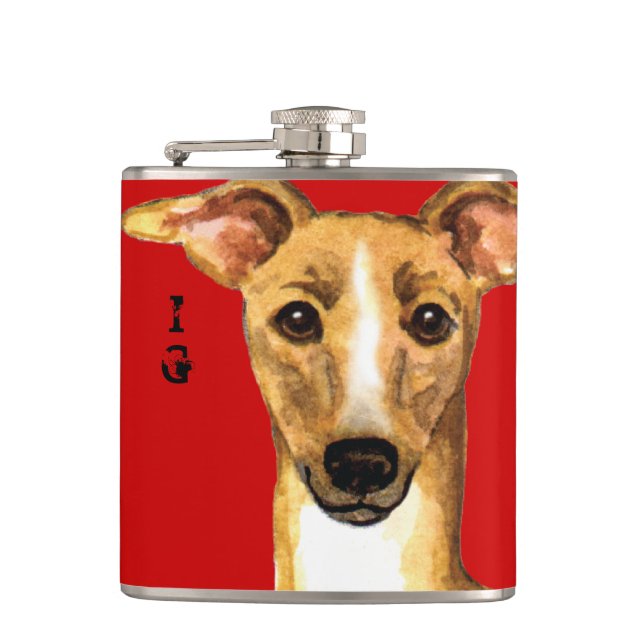 Italian Greyhound Colour Block Hip Flask (Front)
