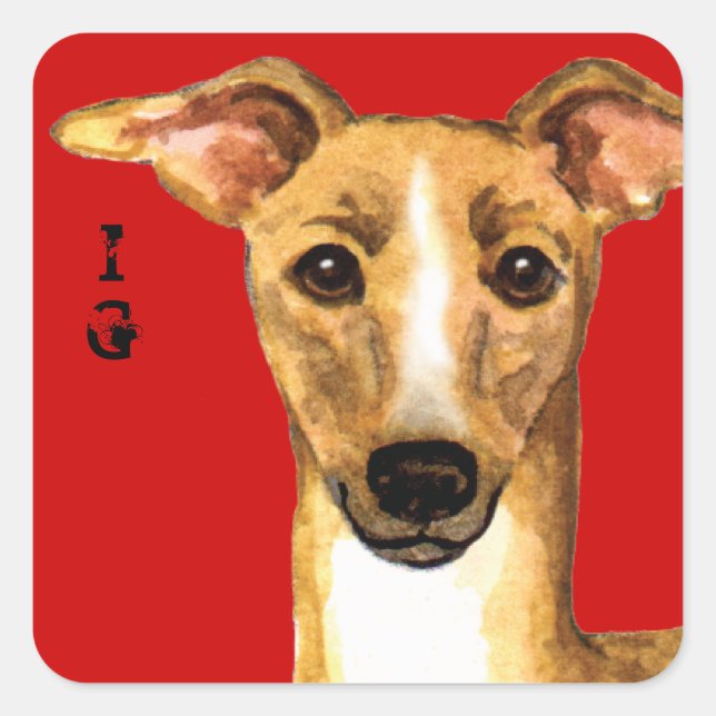 Italian Greyhound Colour Block Square Sticker (Front)