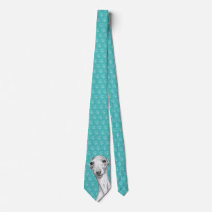 Italian Greyhound Cute Sketch Paw prints Dog lover Tie