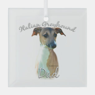 Italian Greyhound Dad 2 Glass Tree Decoration