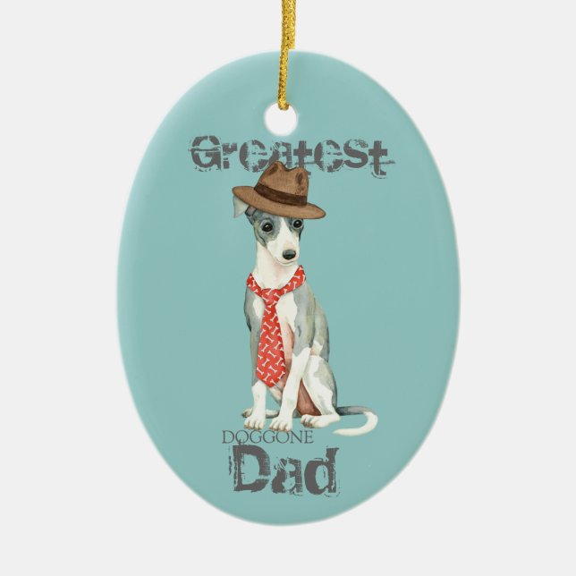 Italian Greyhound Dad Ceramic Ornament (Front)