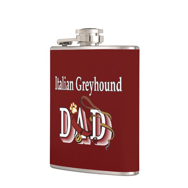 Italian Greyhound Dad Hip Flask (Left)