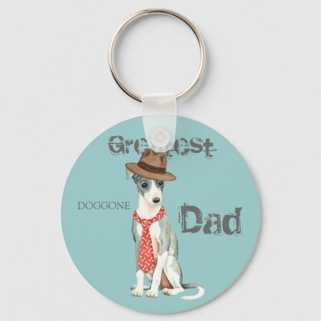 Italian Greyhound Dad Key Ring (Front)