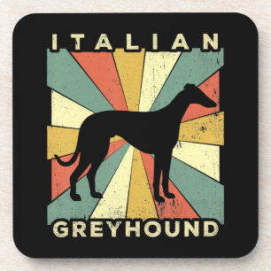 italian greyhound dog 70s gift coaster