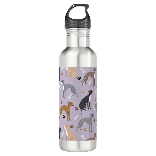 Italian Greyhound Dog Bones and Paws 710 Ml Water Bottle (Front)