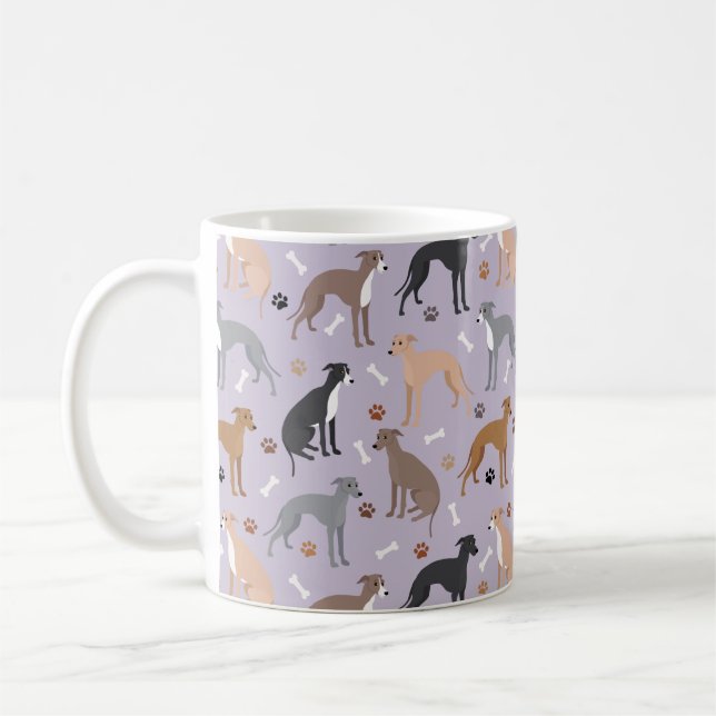 Italian Greyhound Dog Bones and Paws Coffee Mug (Left)