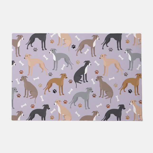 Italian Greyhound Dog Bones and Paws Doormat (Front)