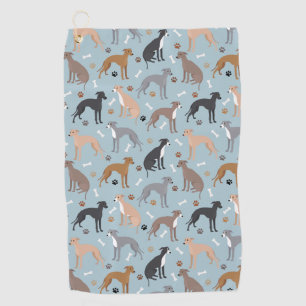 Italian Greyhound Dog Bones and Paws Golf Towel