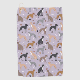 Italian Greyhound Dog Bones and Paws Golf Towel