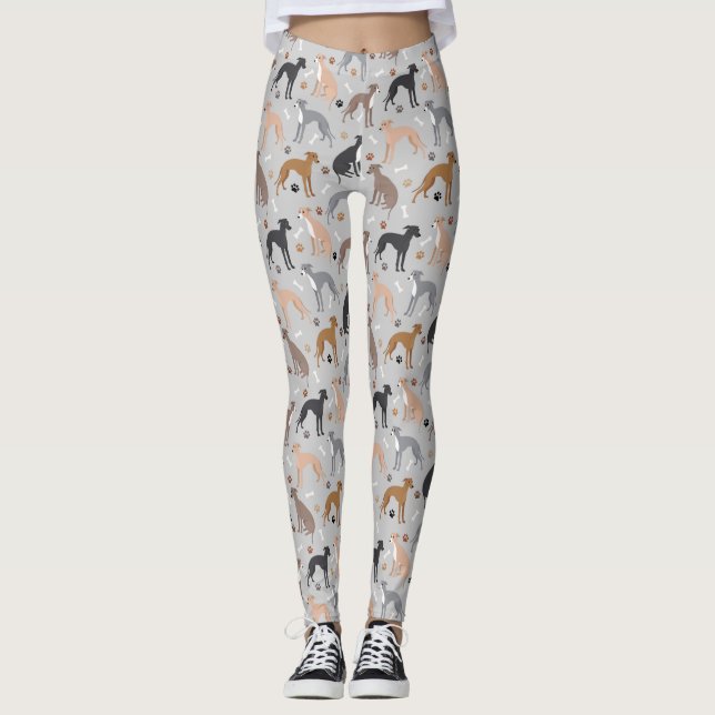 Italian Greyhound Dog Bones and Paws Leggings (Front)