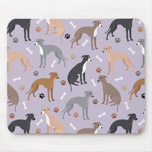 Italian Greyhound Dog Bones and Paws Mouse Mat (Front)