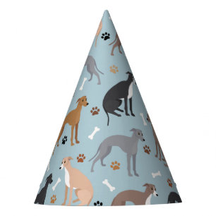 Italian Greyhound Dog Bones and Paws Party Hat