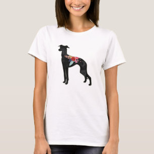 Italian Greyhound Dog Breed Bohemian Floral Saddle T-Shirt