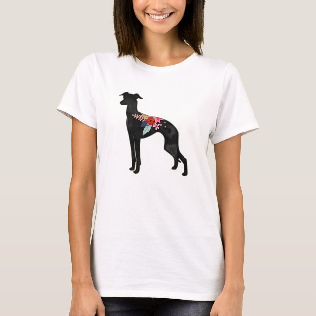 Italian Greyhound Dog Breed Bohemian Floral Saddle T-Shirt (Front)